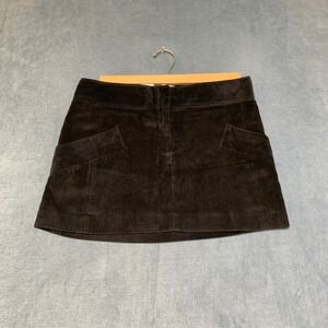 Mango Suit Corduroy Mini Skirt Womens 10 Dark Brown Pockets Buckle Casual